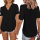 thumbnail image 4 of Sunloudy, camisas de gasa salvaje a la moda para mujer, blusas sueltas informales de verano de manga corta con lunares suizos de Color sólido Sunloudy  S M L XL XXL, 4 of 5