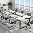 thumbnail image 5 of Tribesigns 8FT Rectangle Conference Table, 94.5 inches Wood Metal Meeting Table, White, 5 of 6
