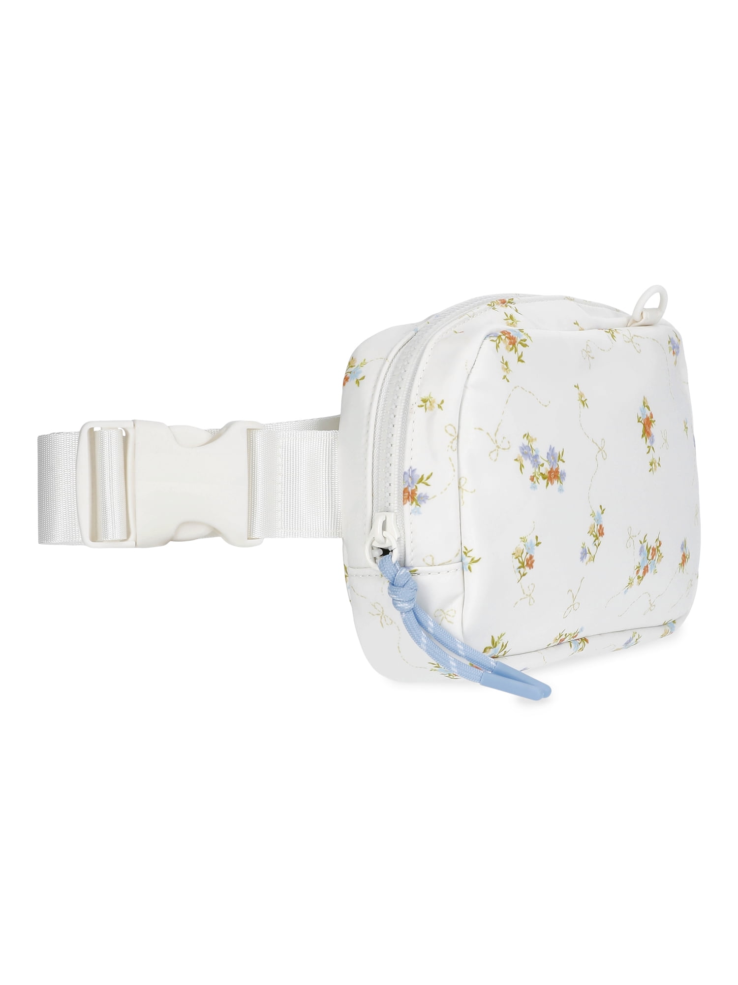 No Boundaries Women's Hands Free Fanny Pack, Off-White Lilacs