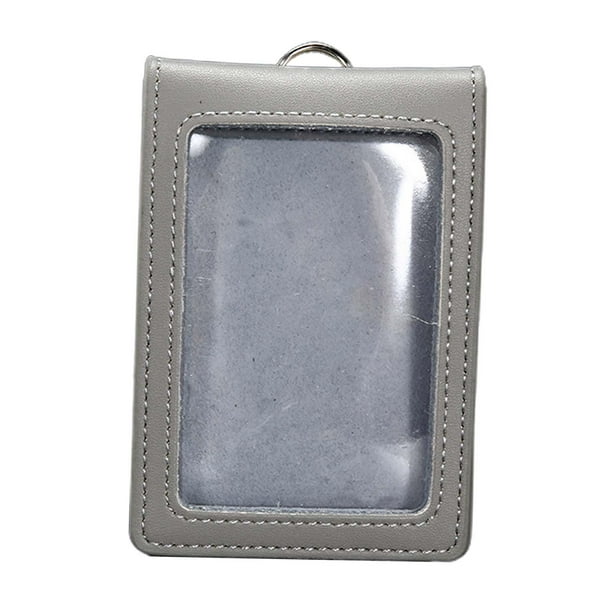 Funda para tarjetas con porta credencial, suave, reutilizable, con ventana transparente, tipo vertical Gris
