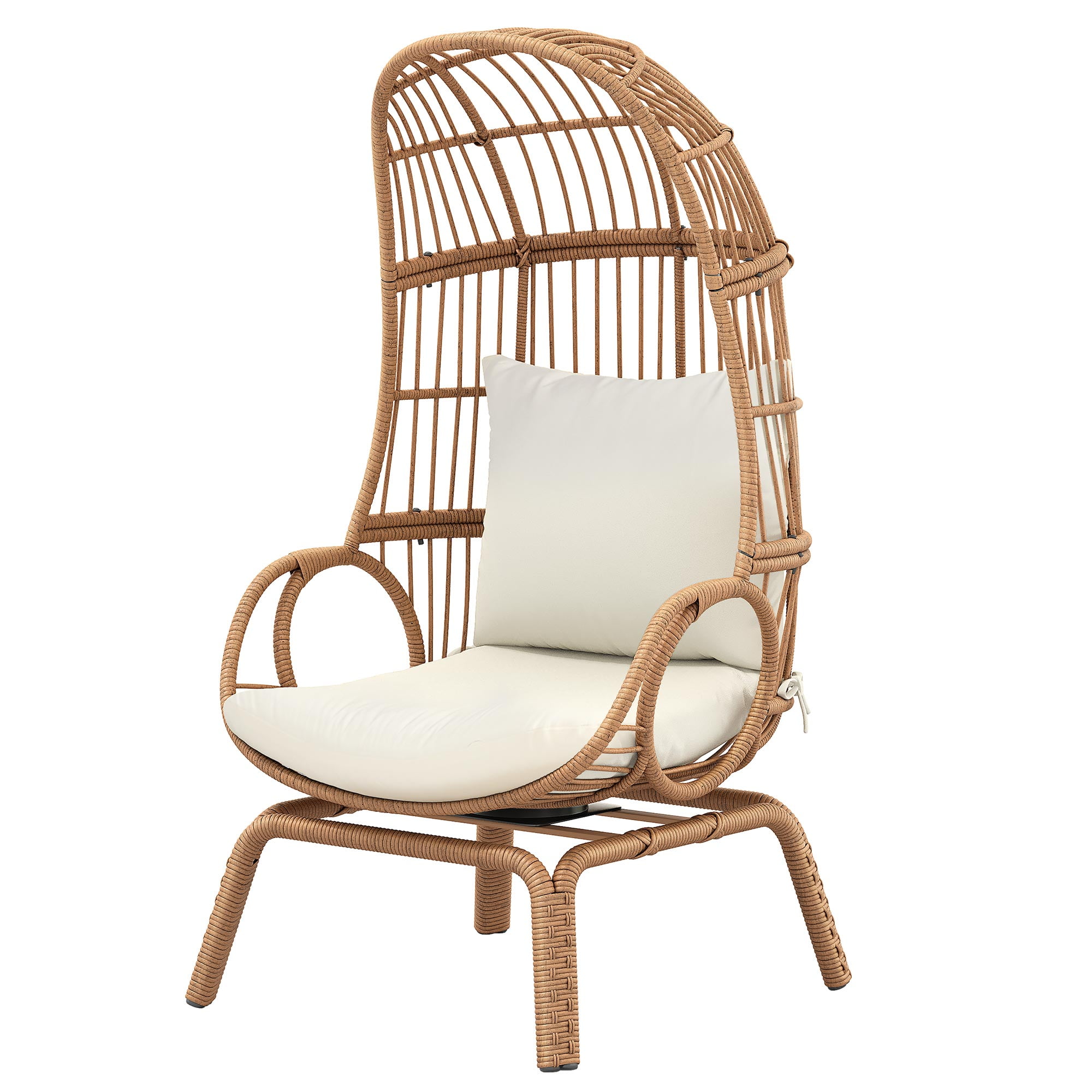 Uforic 360-degree Swivel Patio Egg Chair, Outdoor Lounge Chair with Cushion - Beige