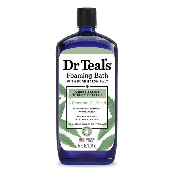Dr Teal's Foaming Bath with Pure Epsom Salt, Cannabis Sativa Hemp Seed