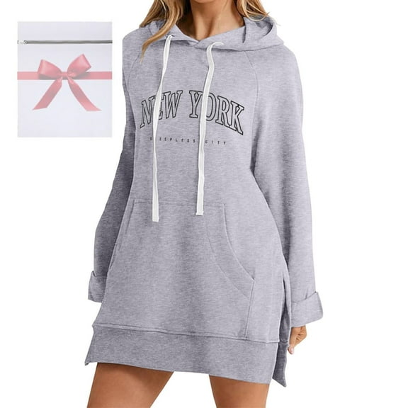 The Warmy Oversized Hoodie Dress For Women Casual Drawstring Long Sweatshirt With Pocket Fashion Split Hem Long Sleeve plus Size Dress Dress plus New Years Dress for Women plus Size Formal Gowns for