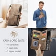 thumbnail image 3 of for Samsung Galaxy S20 Ultra Case Wallet for Women and Men, Samsung Galaxy S20 Ultra Case, PU Leather Magnetic Flip Strap Wristlet Zipper Card Holder Wallet Business Phone Cover for S20 Ultra, Brown, 3 of 10