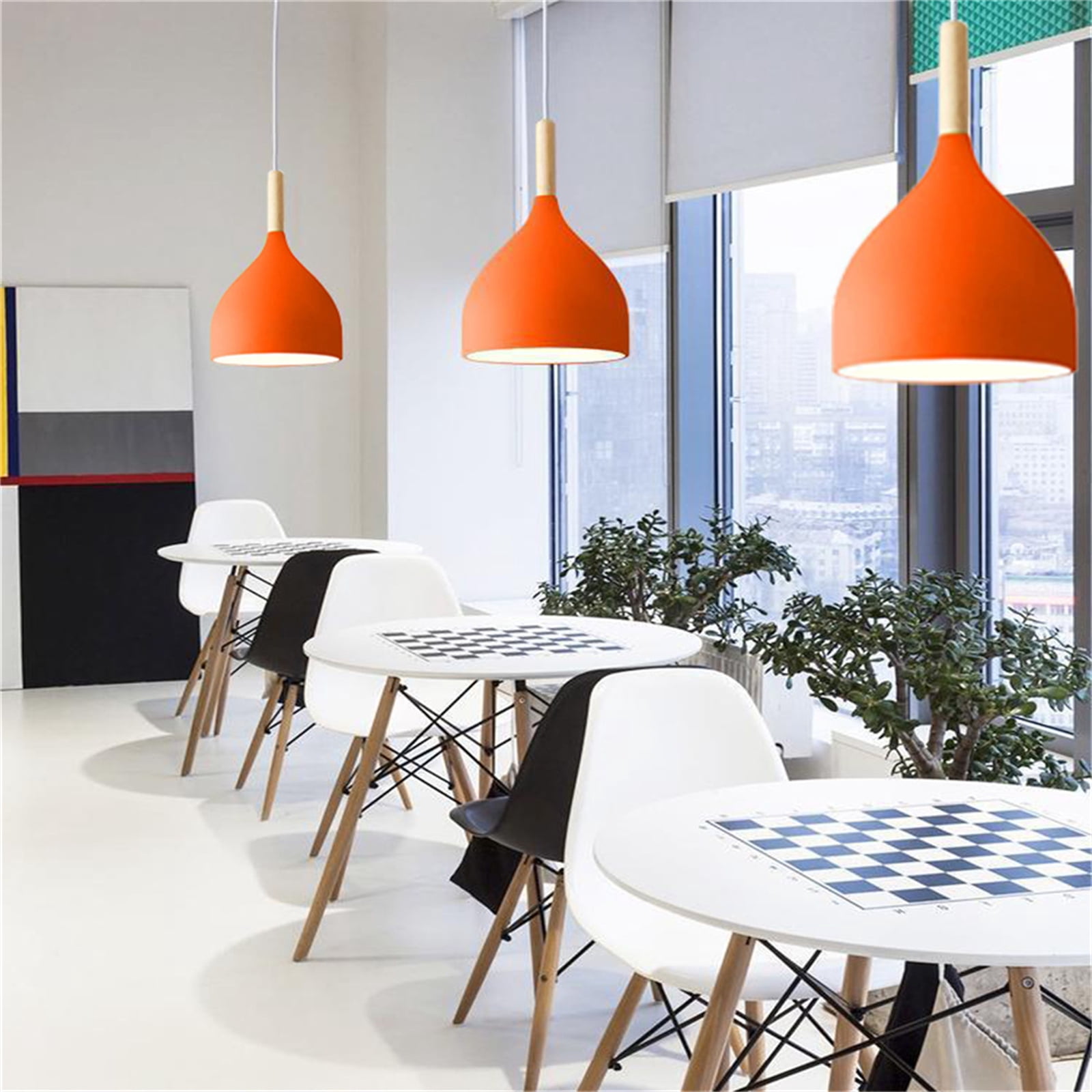 JLOWCO Plug in Pendant Light Modern Hanging Lights with Plug in Cord Bedroom Farmhouse Light Fixtures Kitchen Led Orange Lights (LED Bulb Include)