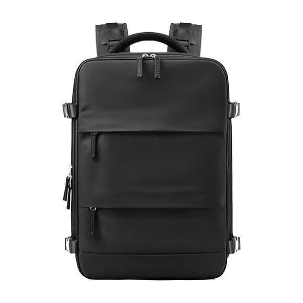 Mochila de viaje con funda para carrito y bolsillo para artículos húmedos. Mochila para llevar en el portátil. negro