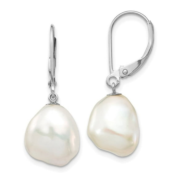 Auriga Fine Jewelry 14K White Gold 13x15mm Pearl Dangle Earrings for Women(L- 29.41mm, W- 13 to 15mm)