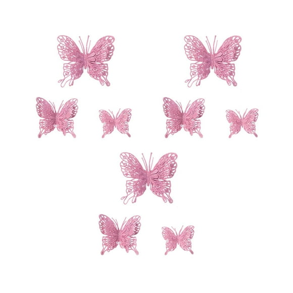 Decoración navideña, adornos navideños, adornos para árbol de Navidad, decoraciones para bodas, juego de 9 mariposas doradas en polvo, accesorios de fotografía, adorno de mariposa de plástico.