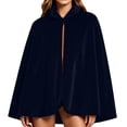 thumbnail image 2 of ZACPNCV Unisex Velvet Short Cape Cloak Soft Thermal Lapeled Single Button Velour Poncho Shawl Formal Outer Cape for Wedding, Party Navy, 2 of 7