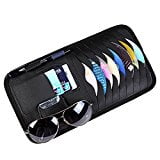 Visor Cd Dvd Holder - Luxurious Leather Sun Visor Shade CD DVD Holder Bag Cards Pocket Black