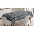 thumbnail image 1 of Moroccan Tablecloth, Floral Inspired Oriental Damask Illustration, Rectangle Satin Table Cover Accent for Dining Room and Kitchen, 60" X 90", Eggshell Night Blue, by Ambesonne, 1 of 2