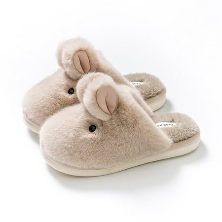 

CoCopeanut Cute Rabbit Ear Slipper for Women Winter Plush Warm Ladies Indoor Cotton Family Shoes Slides Kawaii Cartoon Women Home Slippers