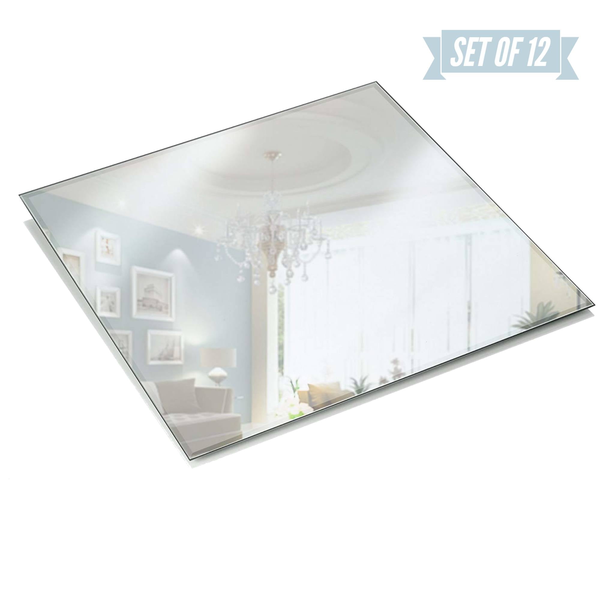 10 Inch Square Mirror Candle Plate with Beveled Edge set of 12