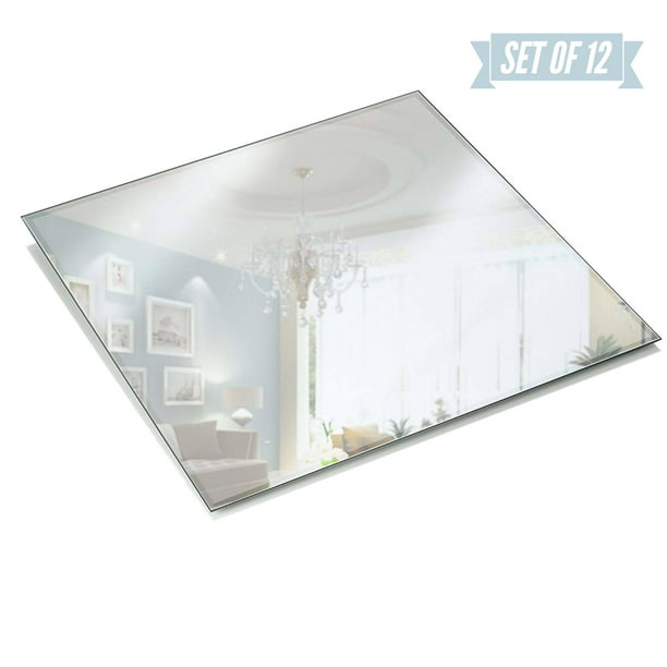 10 Inch Square Mirror Candle Plate With, Square Beveled Mirror Centerpiece