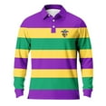 thumbnail image 6 of Zylanna Men's Long Sleeve Polo Shirts, Slim Fit Spring Fall Striped Turndown Collar Casual Pullover Tops for Man Purple, 6 of 6