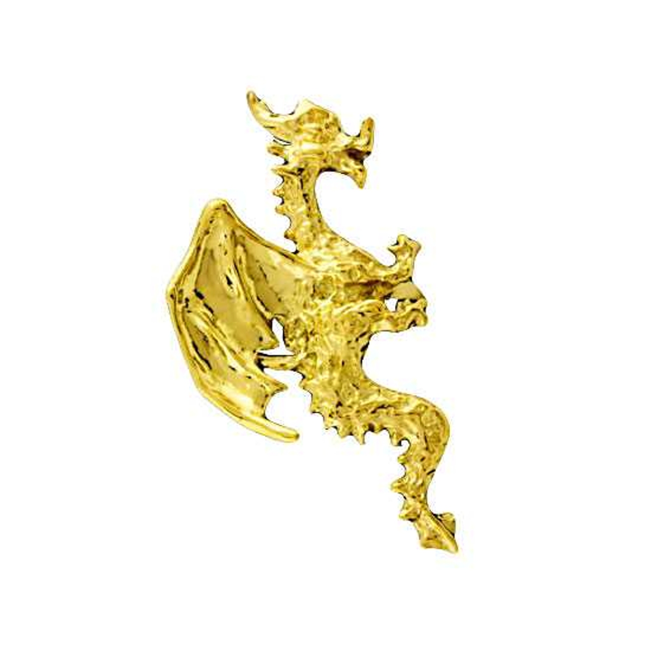 Gold Vermeil Right Only Pierceless Flying Horned Dragon Ear Cuff Wrap