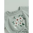 thumbnail image 6 of Bagilaanoe Newborn Baby Girl Knit Jumpsuits Flower Embroidery Long Sleeve Bodysuits 6M 12M 18M 24M Infant Ribbed One Piece Romper, 6 of 8
