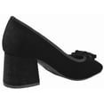 thumbnail image 3 of TOP MODA Women Block Heel Pumps Classic Square Toe Dress Shoes Bow ELBA-88 Black Velvet Suede 7, 3 of 6