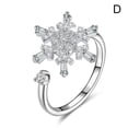 thumbnail image 1 of AMERTEER Sterling Silver Spin Ring Rotating Zircon Crystal Finger Ring Sparkling Open Ring  D, 1 of 3