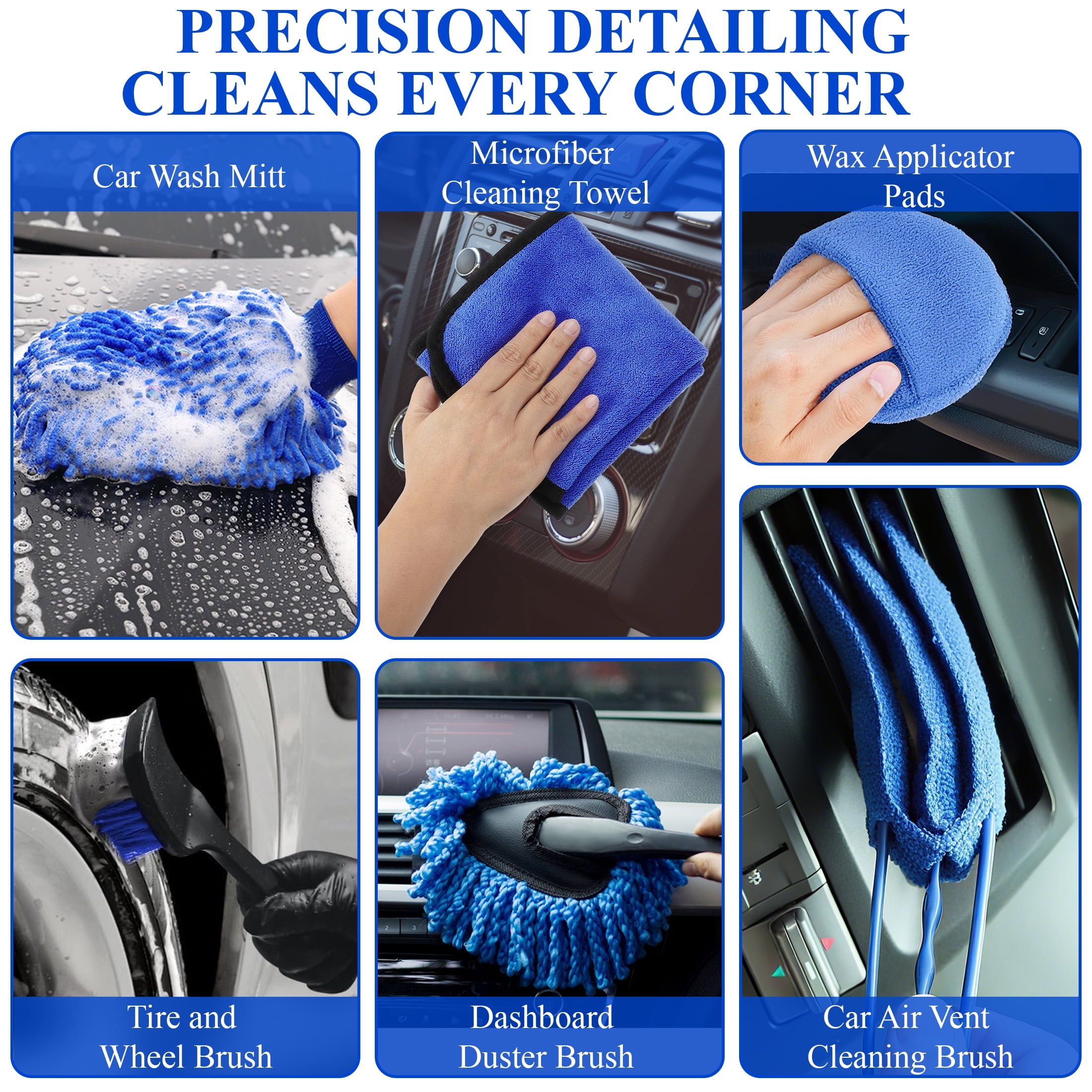 cyrico 30PCS Car Detailing Kit, Car Wash Brush Set and Auto Detailing Tools for Interior Exterior Wheels,Professional Car Care Kit