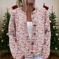 thumbnail image 2 of WTOBBY Women's Christmas Themed Print Cardigan, Christmas Knit Sweater for Fall and Winter, Long Sleeve Pullover with Cute and Fun Patterns,Watermelon Red M, 2 of 6