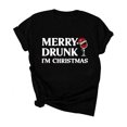 thumbnail image 1 of Camiseta divertida con estampado de letras navideñas para mujer Pompotops  hfajkhk123683, 1 of 7