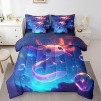 Erosebridal Axolotl Bed in a Bag, Dreamy Animal Bed Set, Kawaii Sealife Reversible Comforter Sets, Microfiber Bedroom Decoration, 7 Pieces