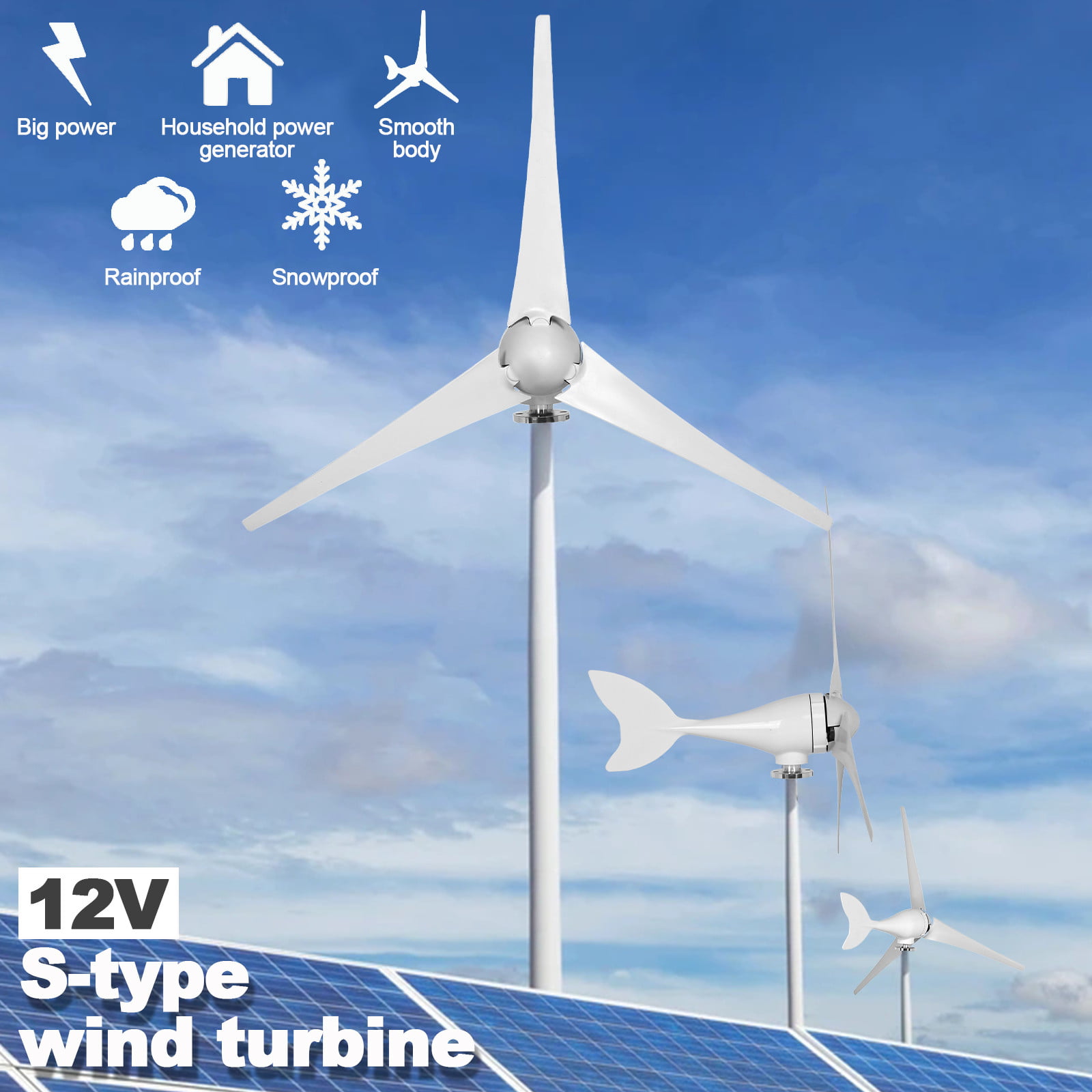 Wind Turbine Generator 600W 12V W/Charge Controller Windmill 5 Nylon Blades Axis 