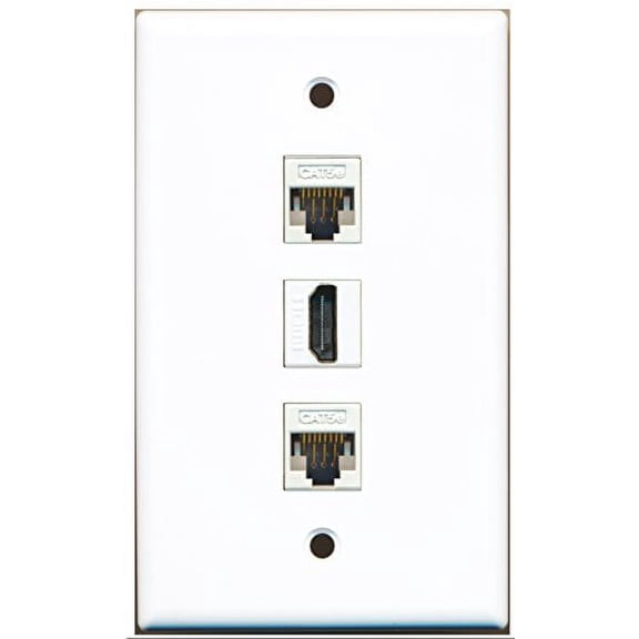 RiteAV - 1 Port HDMI 2 Port Cat5e Ethernet White Wall Plate