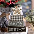 thumbnail image 3 of Set navideño de muñeco de nieve de madera Yuntau para decoración de mesa, 15 cm, 3 of 7
