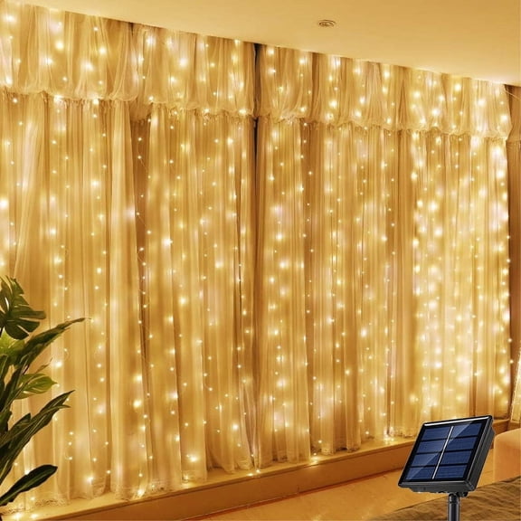 Solar LED Curtain String Lights Copper Wire Fairy Lights Outdoor Garden Decoration for Wedding Party Holiday Yard Decor