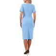 thumbnail image 3 of INSPIRE CHIC Work Dresses for Women Crew Neck Short Sleeve Business Office Sheath Wrap Dress 2025 L Sky Blue, 3 of 6