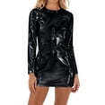 thumbnail image 1 of QHFBli Femmes Brillant Col Roulé Manches Longues Gymnastique Danse Justaucorps justaucorps Shorts Combinaison Rave, 1 of 4