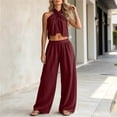 thumbnail image 4 of Women's Two Piece Sets Summer Plus Size Fashion 2026 Solid-Color Sleeveless Top Pocket Elastic Waist Pants Sets, 4 of 7