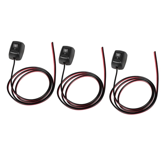 3pack Inline KCD1 Rocker Switch 10A 12V SPST Switch Box with Self-Adhesive for Car Boar Household