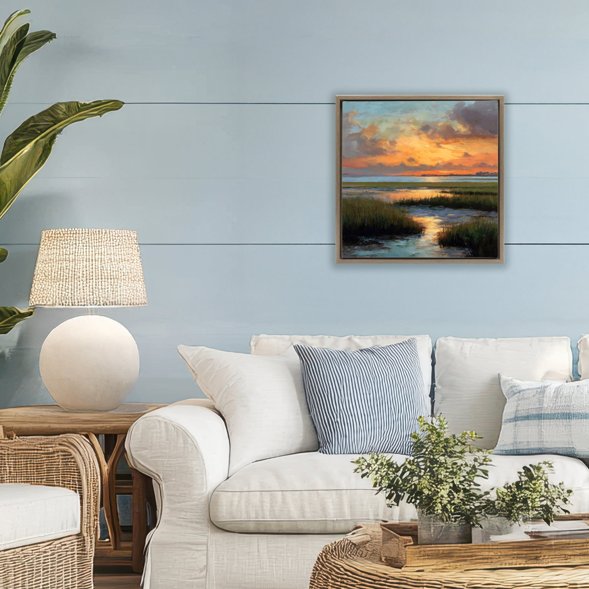 Stupell Industries Evening Marshland Glow Brown Framed Floater Canvas Wall Art, design by Petal Prints Design
