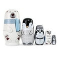 thumbnail image 2 of TETOU 5 Layer Christmas Nesting Dolls Wooden Matryoshka Doll Toy for Birthday Party Gift Home Table Christmas Decor(Polar Bear), 2 of 6