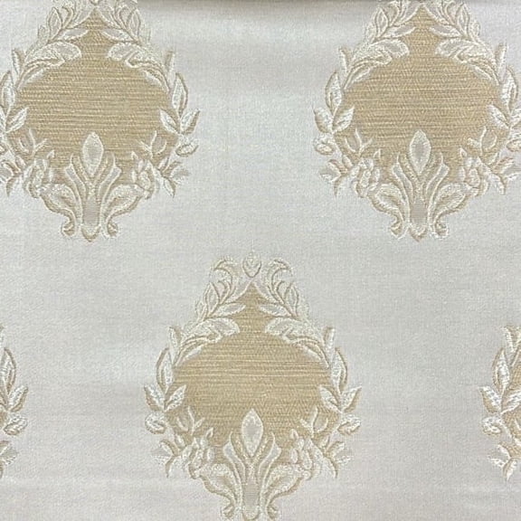 Decora Furnishings Luxurious Woven Jacquard Damask Motif Heavy Furnishing Fabric for Upholstery, Sofa, Chair, Cushion Covers, Head Board - Width 54 inches - Fabric by The Yard (Cream)