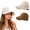 Beige+brown, variant on Women's Wide Brim Sun Visor Hat, Adjustable Open Top UV Protection Cap for Ponytail, Lightweight Outdoor Hat for Golf Beach Hiking