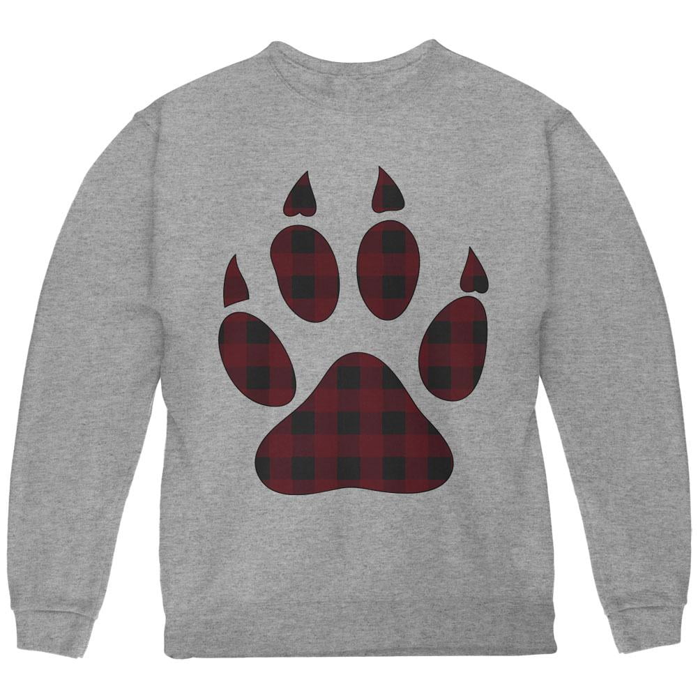 Autumn Buffalo Plaid Bear Claw Paw Youth Sweatshirt Storm Grey Ymd Walmart Com