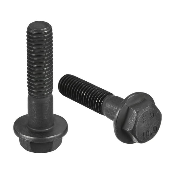 Unique Bargains M10x45mm Hex Flange Bolts, 6 Pack 10.9 Grade Carbon Steel Hexagon Head Screws