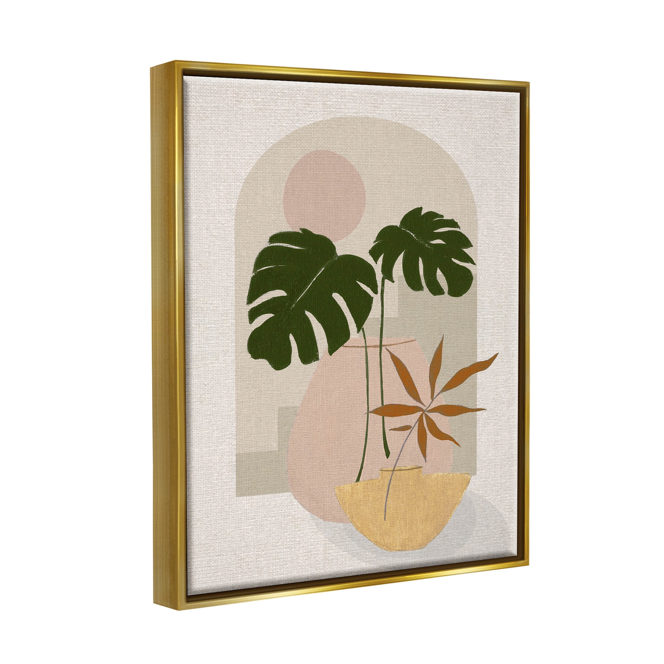 Tropical Geometric Plant Shapes Botanical & Floral Graphic Art Metallic Gold Framed Art Print Wall Art