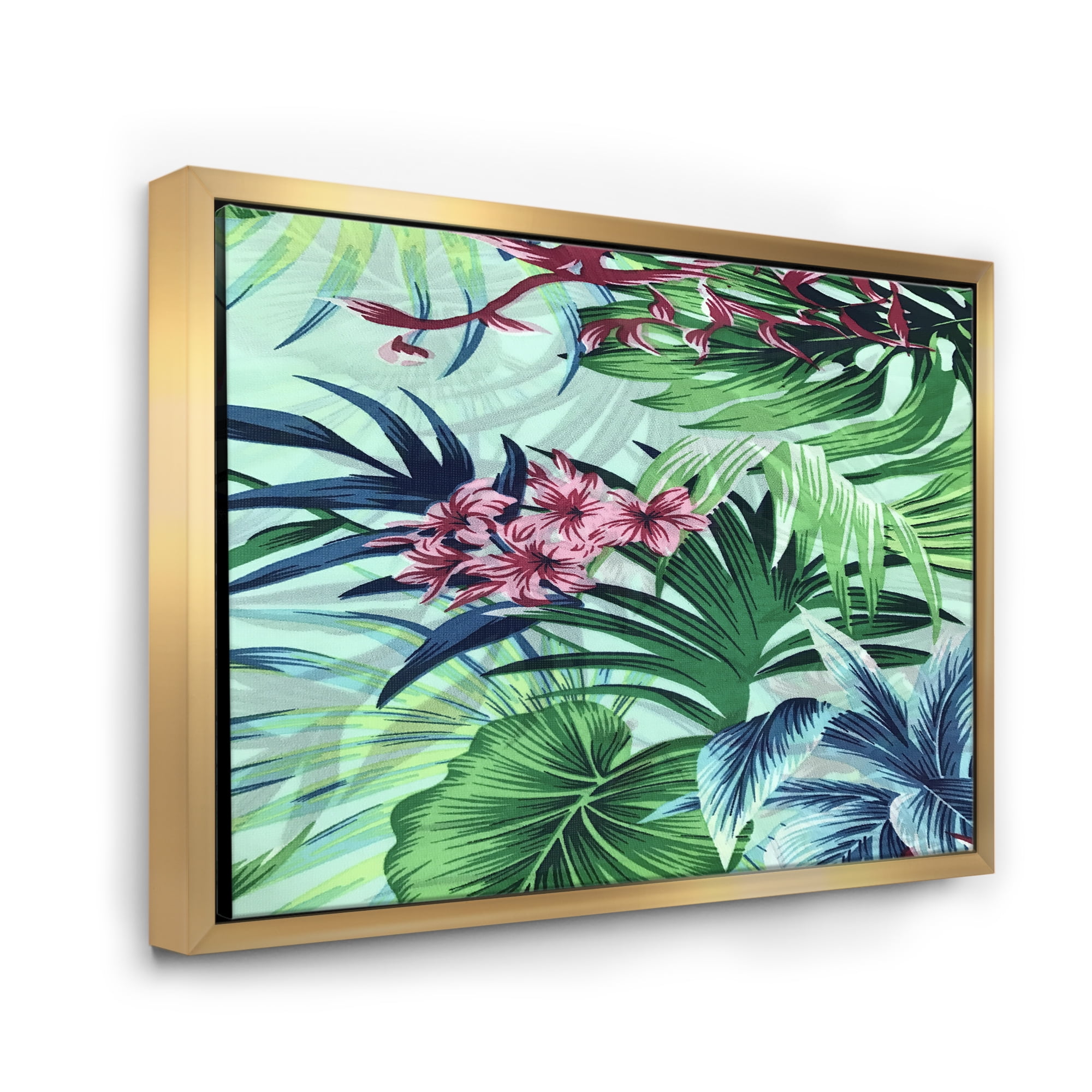Designart 'VIntage Tropical Flowers VI' Traditional Framed Canvas Wall Art Print