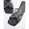 thumbnail image 5 of Summer And Autumn New Style Women'S Black Slippers, Flat With Rhinestone Decoration, Transparent Soft Sole, French Style Beach Flip Flops, 5 of 5
