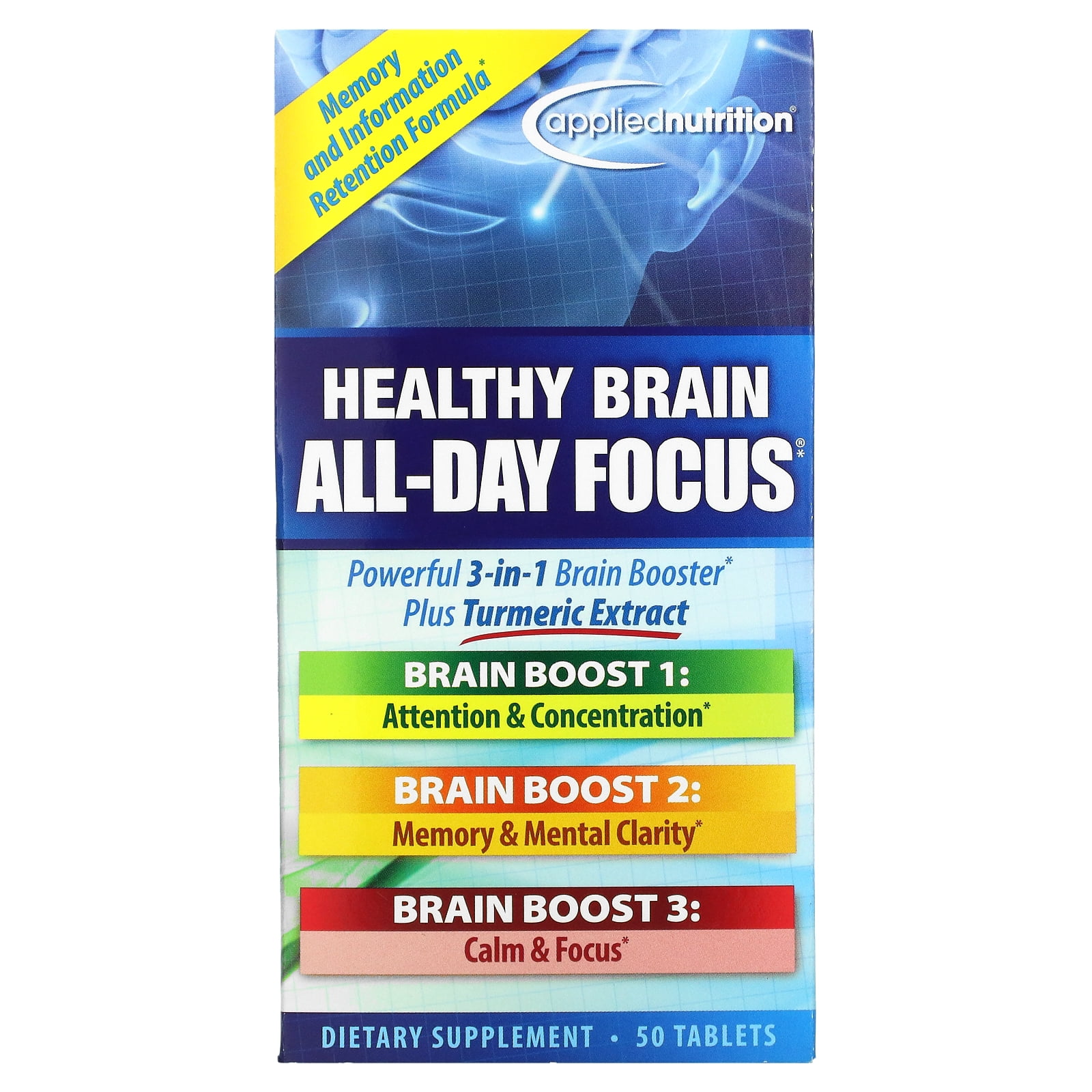 Applied Nutrition - Healthy Brain All Day Focus - 50 Tablets