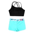 thumbnail image 4 of HULIJA Kids Girls 2 Piece Gymnastics Dance Sport Outfits Crop Top with Shorts Active Set Athletic Leaf 12, 4 of 5