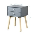 thumbnail image 2 of Bedside Table with 2 Drawer and Rubber Wood Legs, Modern Storage Cabinet Nightstand with Button Handle for Bedroom Living Room Furniture, Easy Assembly, Space Saving, Gray, 2 of 7