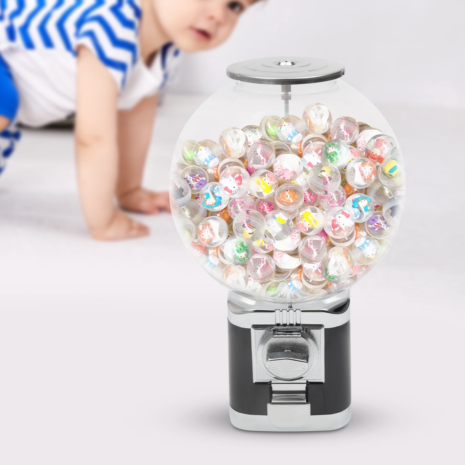 Vending Machine,Candy Gumball Machine,Candy Vending Machine w/Locks,1.26'' Ball Bulk Candy Dispenser Machine for Game Stores & Retail Stores Black