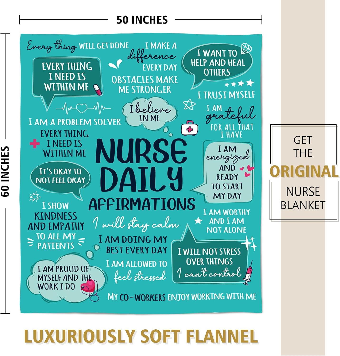 Nurse Gifts for Women Men, Nurses Week/Day/Appreciation Gifts- Soft Nurse Blanket with Daily Affirmations- LPN RN Gifts for Nurses, Nursing School Graduate Birthday Gifts