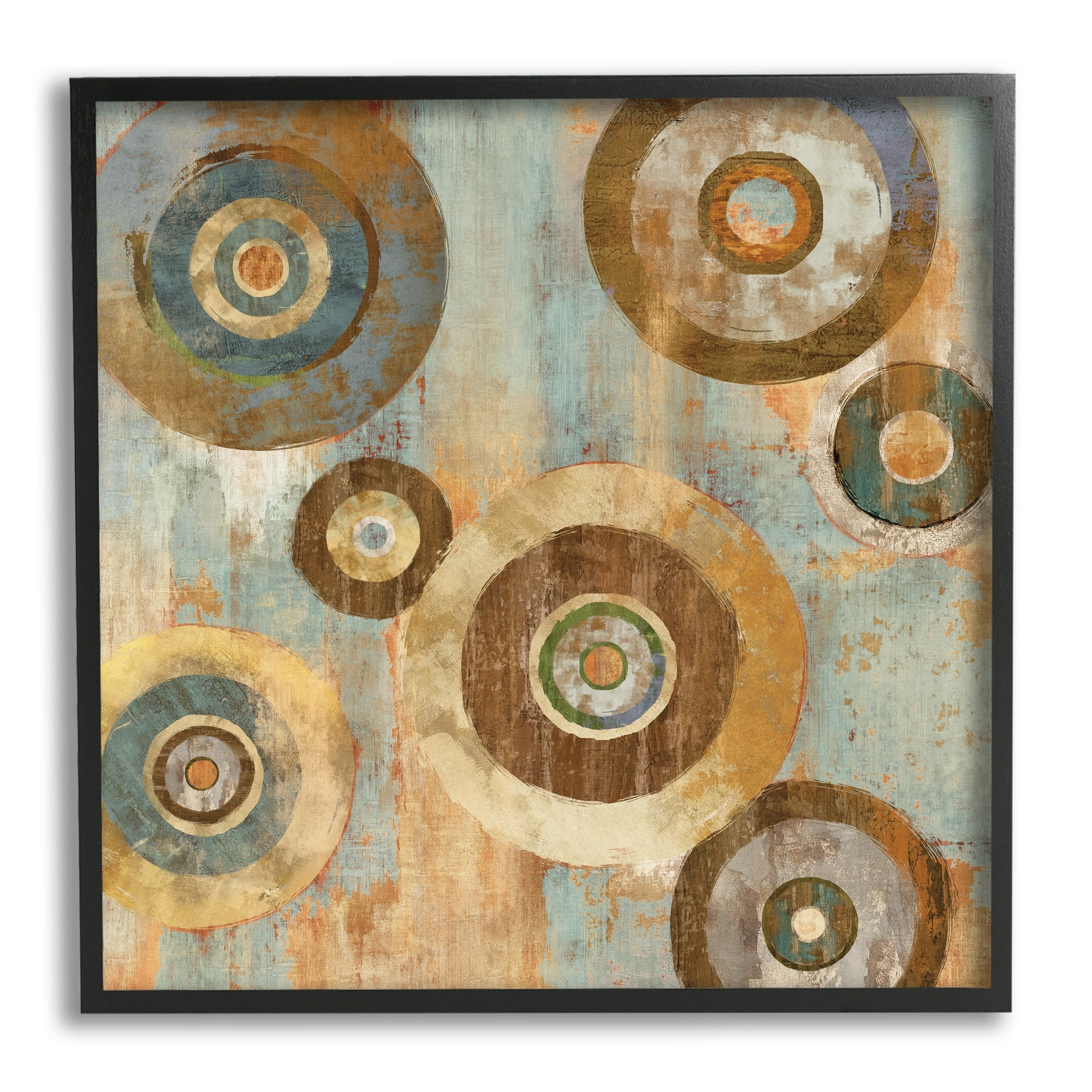 Stupell Industries Geometric Circles Layered Abstract Painting Industrial Rust Tones, 17 x 17,Design by Cam Richards